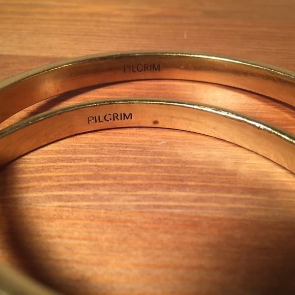 Pilgrim Gold Blue/Green Enamel Bangles - Picture 4 of 5